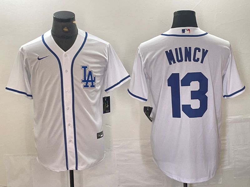 Men Los Angeles Dodgers 13 Muncy White Second generation joint name Nike 2024 MLB Jersey style 1